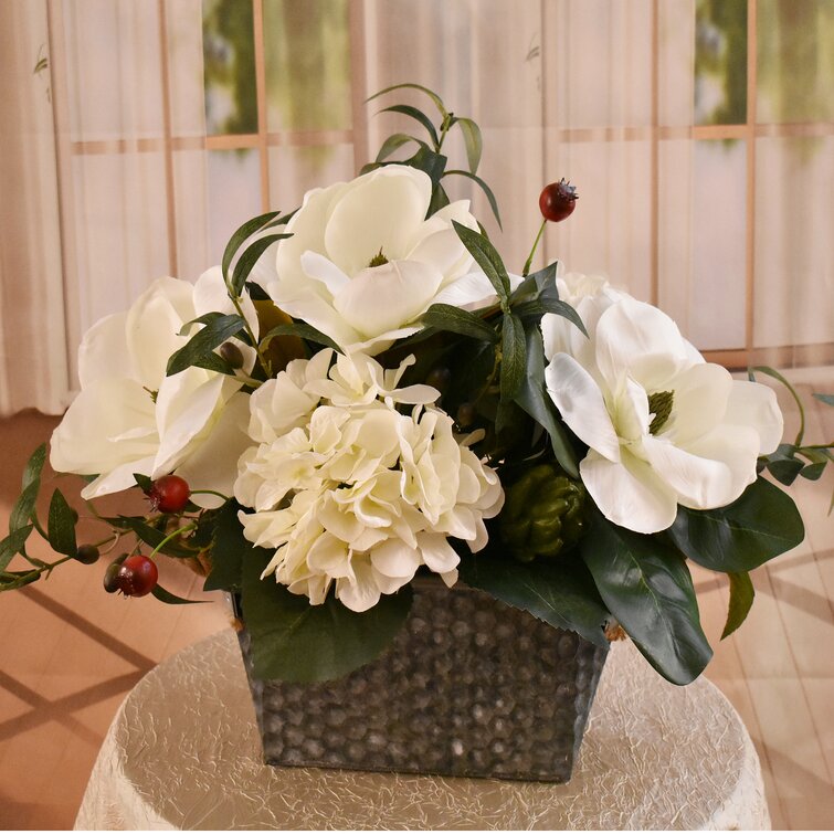 Faux Silk Arrangement in Planter